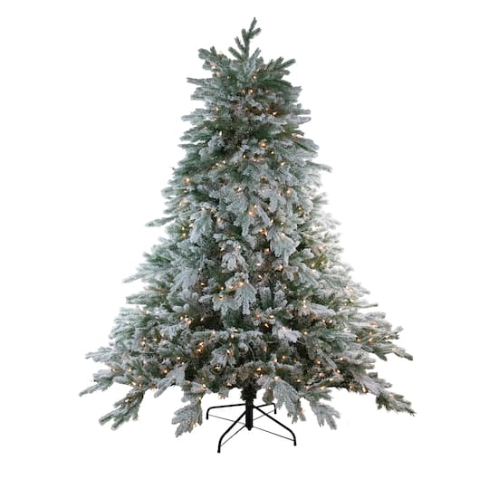 6.5Ft Pre-Lit Frosted Butte Fir Full Artificial Christmas Tree, Clear Lights By Northlight in Green | 6.5 ft | Michaels®